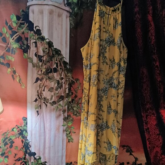 EUC: Mlle Gabrielle Sze. 3X Yellow Floral high-low Dress - Picture 5 of 5